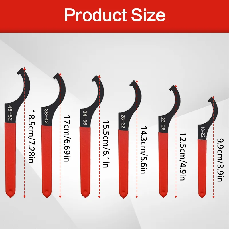 6PCS Coilover Shock Absorber Wrenches, Hook-Type Crescent Wrenches & Wrench Tools For Suspension And Shock Absorber Adjustments