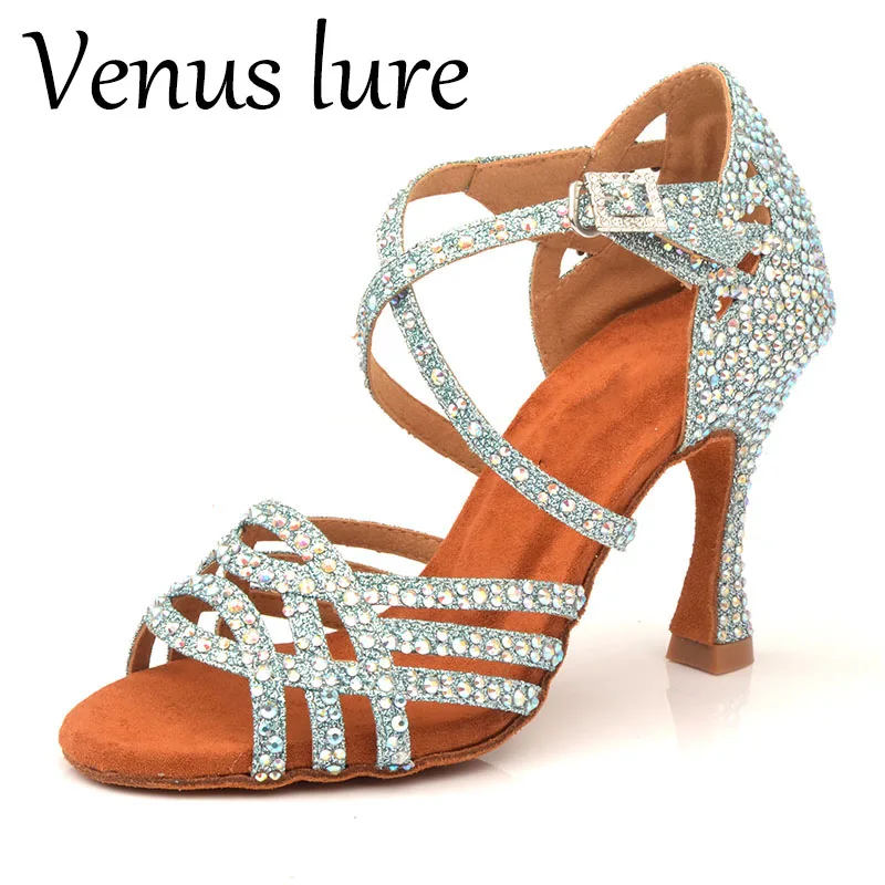 Chaussures de danse à paillettes pour femmes, leurre Venus, en cristal, talon haut, 9CM