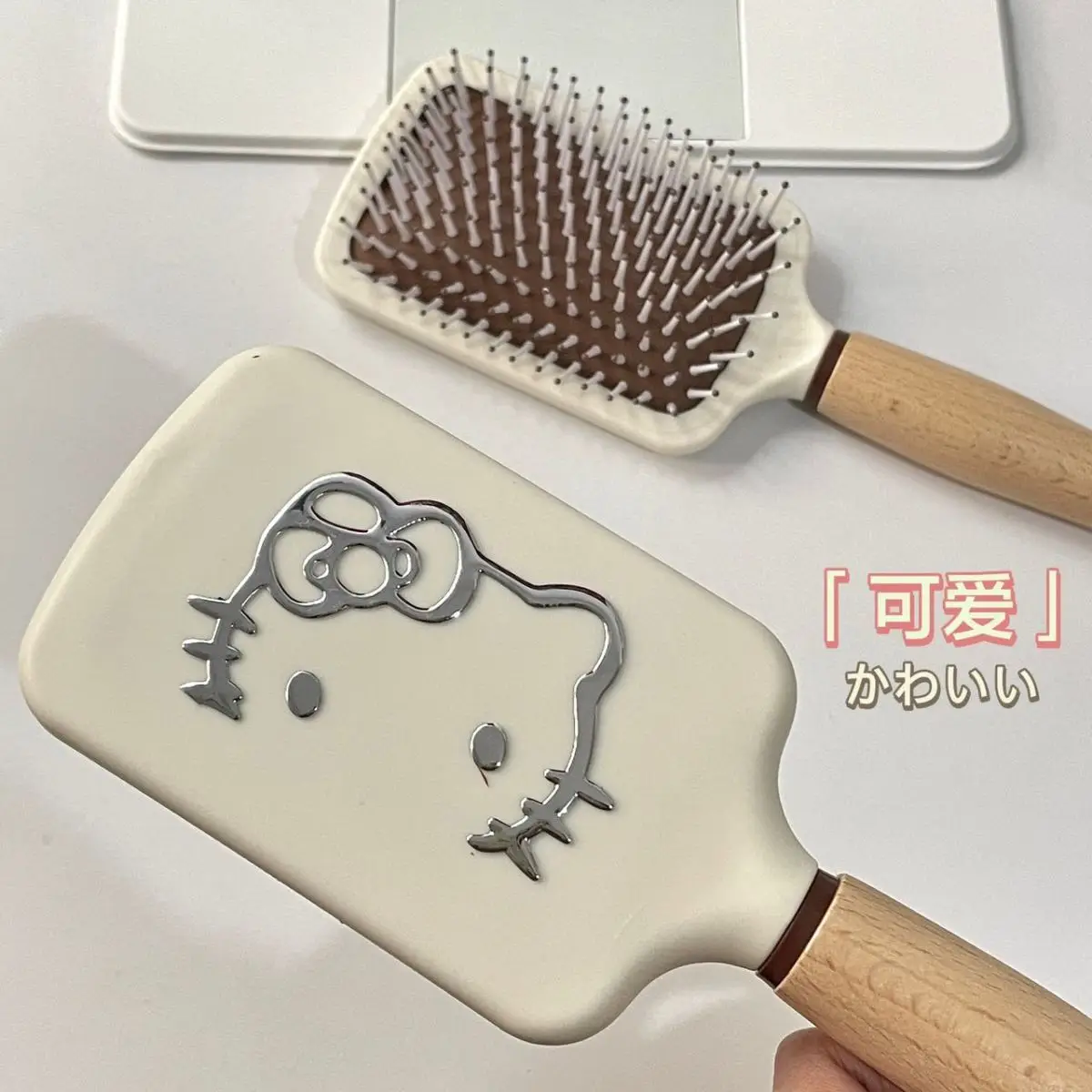 

Cartoon HelloKittys Wooden Handle Air Cushion Combs Miniso Kawaii Massage Comb Hair Brush Haircare Hairdressing Tool Girl Gifts