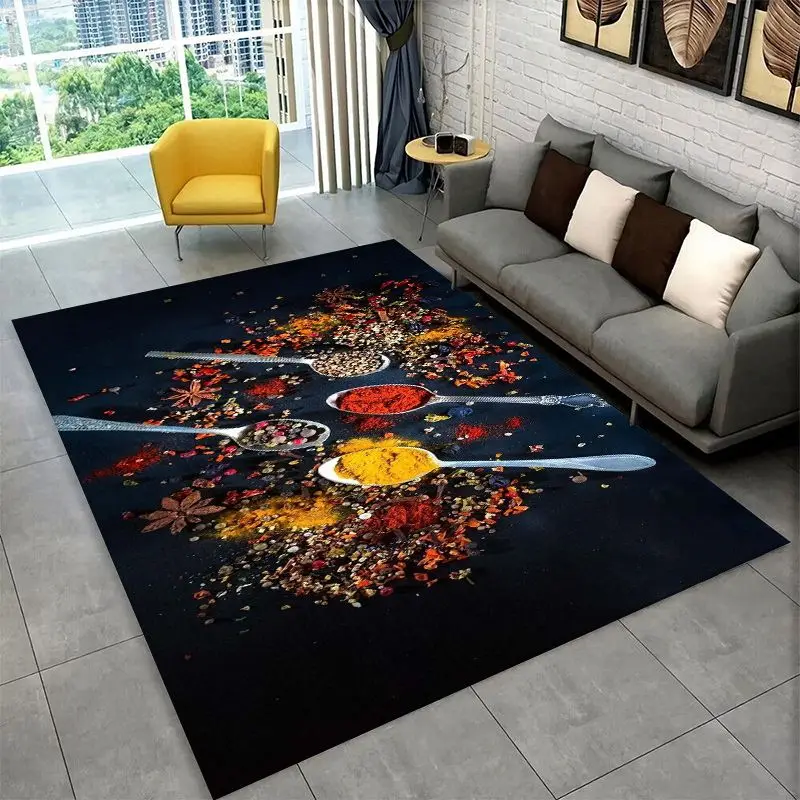 Knolling Kitchen Fruit Vegetable Seasonings Area Rug Non-slip Carpet for Bedroom Living Room Sofa Doormat Home Decor Floor Mat