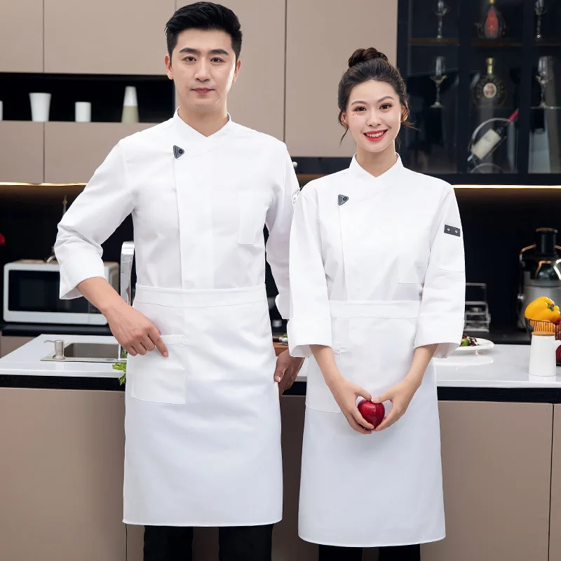 Hotel Stretch Chef Overalls Men's Spring and Autumn Catering Hotel Restaurant Canteen West Point Baking Cake after Clothes for C