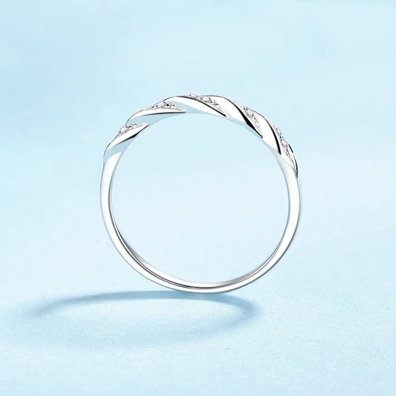 Birthday Gift Rings 0.12CT Moissanite Diamond Women Ripple Starry Sky Platinum Pt950 Wedding Band Daughter Adult's Day
