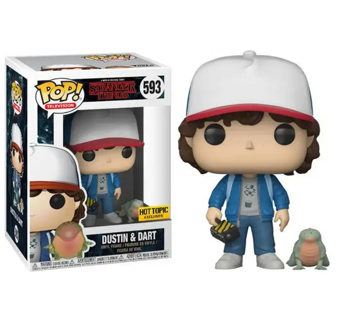 Funko Pop Dustin y Dardo # 593 figura de vinilo de tema caliente, colección de PVC de 10cm, modelo de muñeca, juguetes para niños, regalo de cumpleaños