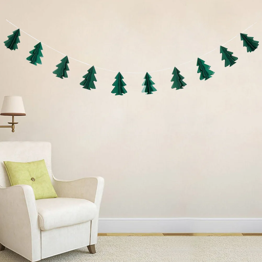 

2Pcs Christmas Tree Banner 2.4m Premium Paper Hanging Garland Christmas Hanging Decorations Party Supplies Indoor Outdoor