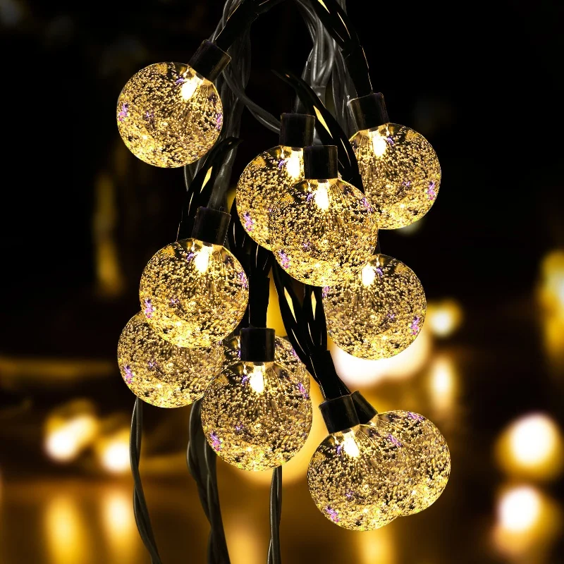 

Solar String Lights 50LEDs for Outside Crystal Globe with 8 Modes Waterproof for Garden Tree Patio Party Christmas Decorations