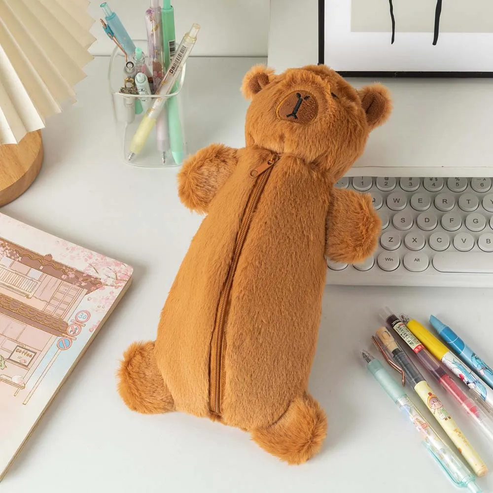 Large Capacity Capybara Plush Pen Bag Cartoon Animal Doll Capybara Capybara Doll Pencil Case Soft Stuffed Zipper