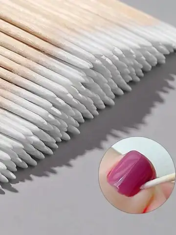 100/300/500 Nails Wooden Tip Cotton Stick Buds Disposable Ultra-Detail Corrector Nail Polish Remover Clean Sticks Manicure Tools