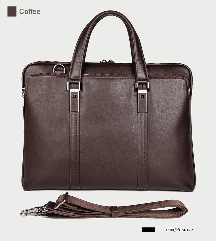 Leather Luxury Genuine Briefcase Men Business Bag 15.6" Laptop 14 Male Office Document File Case Shoulder