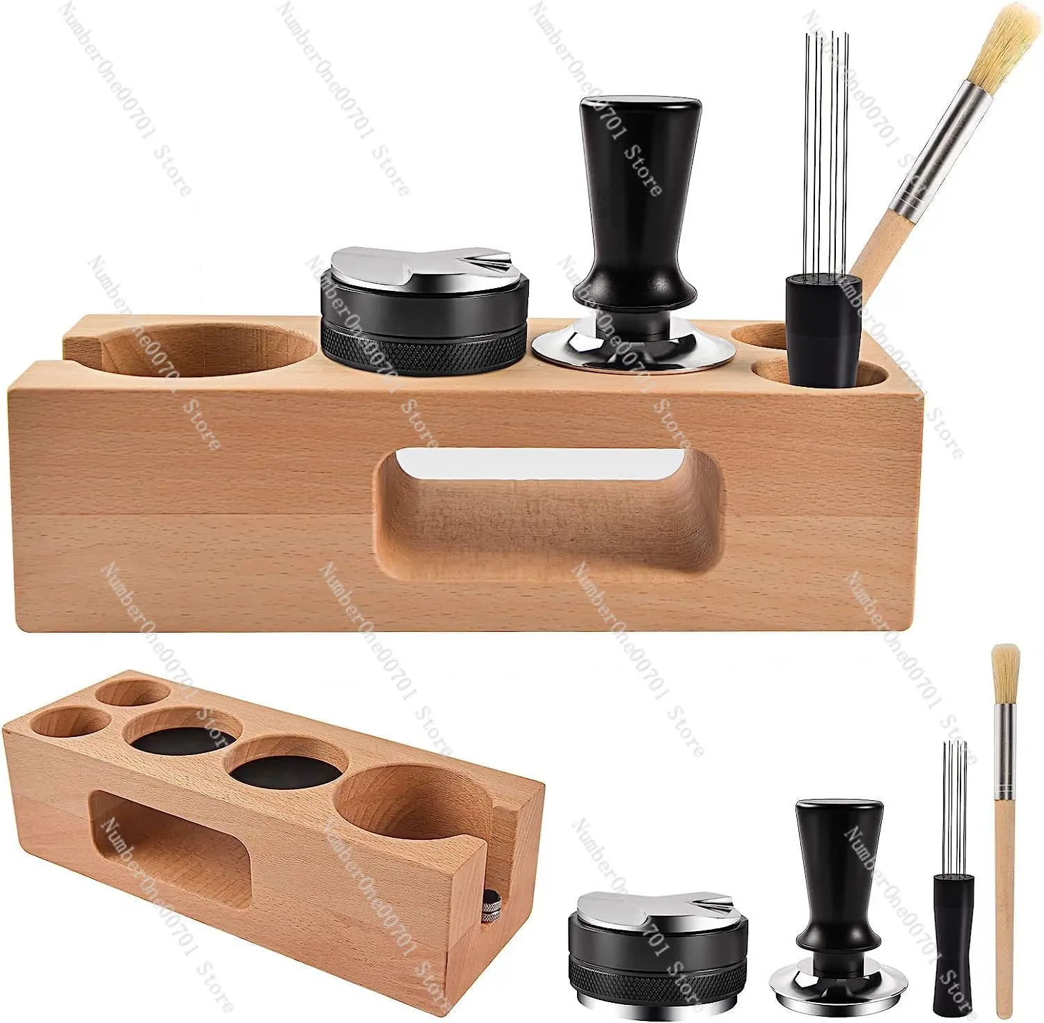 

Coffee Tamper Base Coffee Machine Handle Accessories Storage Wooden Tamper Base Powder Distributor Set
