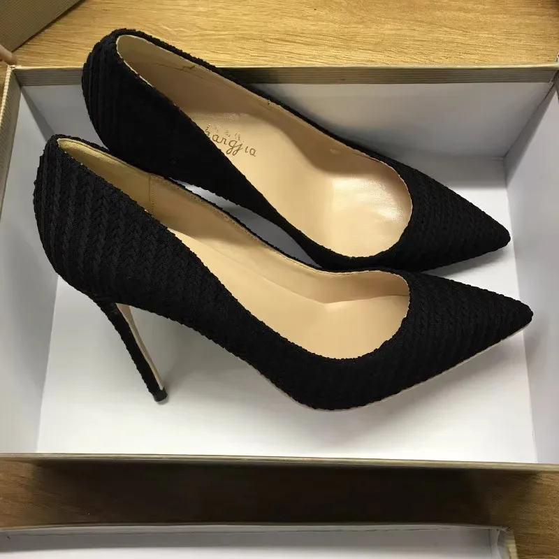 

2025 Spring New Style Braided Women's High Heels Pointed Stilettos Shallow Elegant Sexy Party Banquet Ladies Large Size Single S