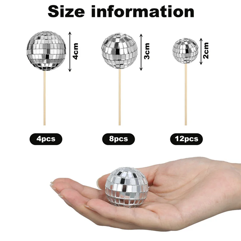 ABRB-72Pcs ديسكو الكرة كب كيك القبعات العالية عيد ميلاد سعيد كعكة توبر ديسكو الكرة كعكة يختار موضوع كعكة ديكور لحزب موضوع ديسكو