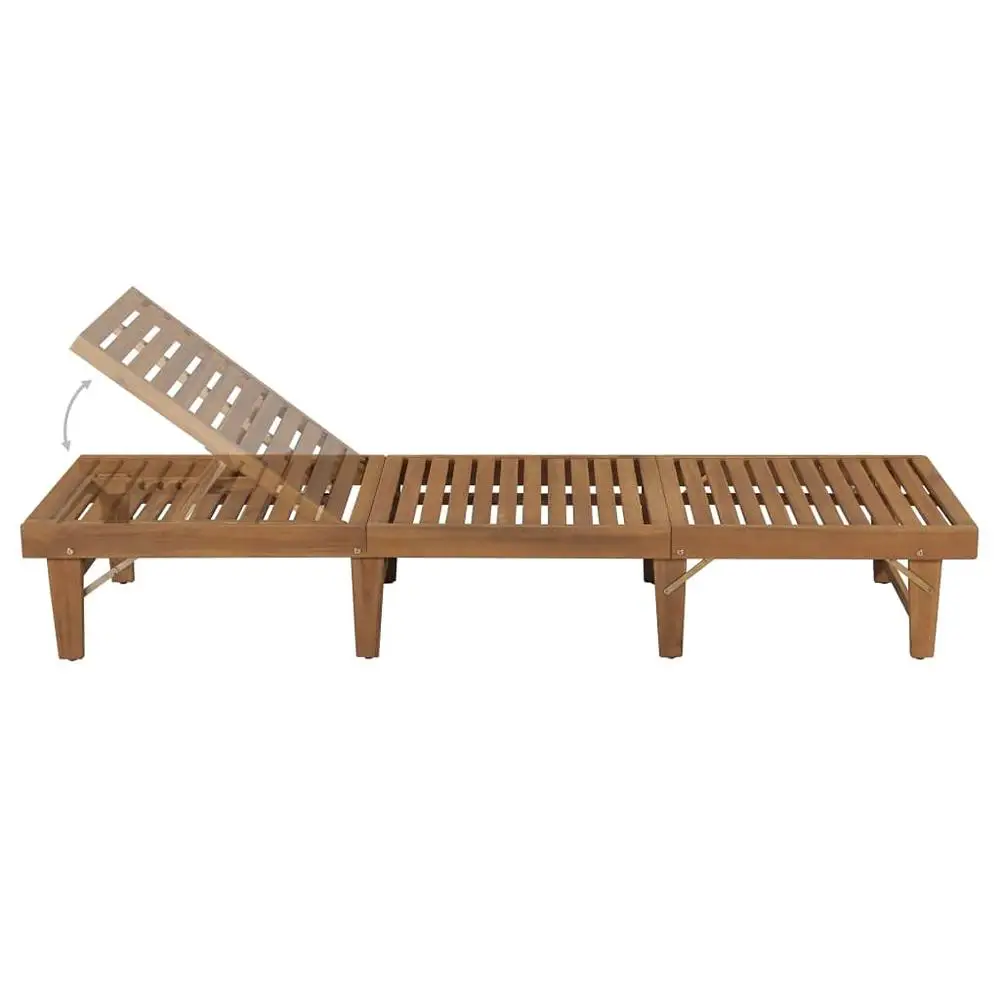 Adjustable Acacia Wood Sun Lounger Rustic Design Weather Resistant Durable and Convenient