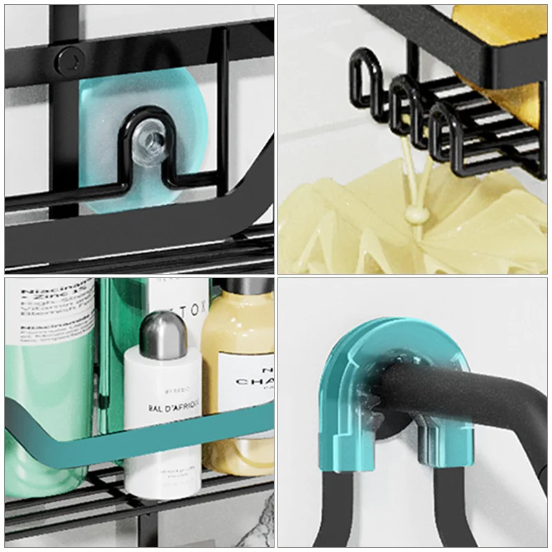 Bathroom Shelf Shower Head Hanging Shelf Metal 3 Layers Shower Gel Toiletry Organizer with Soap Holder Bathroom Storage Rack