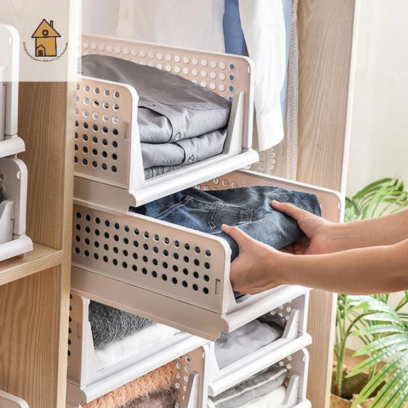 

Clothes Storage Drawer High-capacity Foldable Plastic Storage Box Household Stackable Drawer Organization Household Accessories