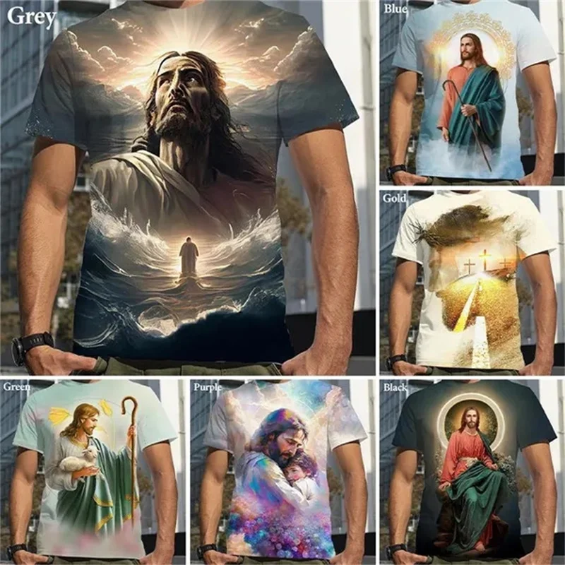 Christian Mother Of God Virgin Mary 3D Printed T Shirt Jesus Cross God Cross Jesus Loves All Christian Unisex Casual T-Shirt Top