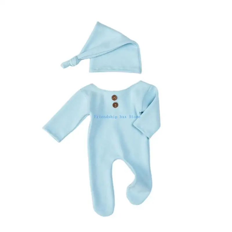 

F1CB 2Pcs/set Newborn Photography Clothing Hat Romper Baby Girl Costume Photo Props