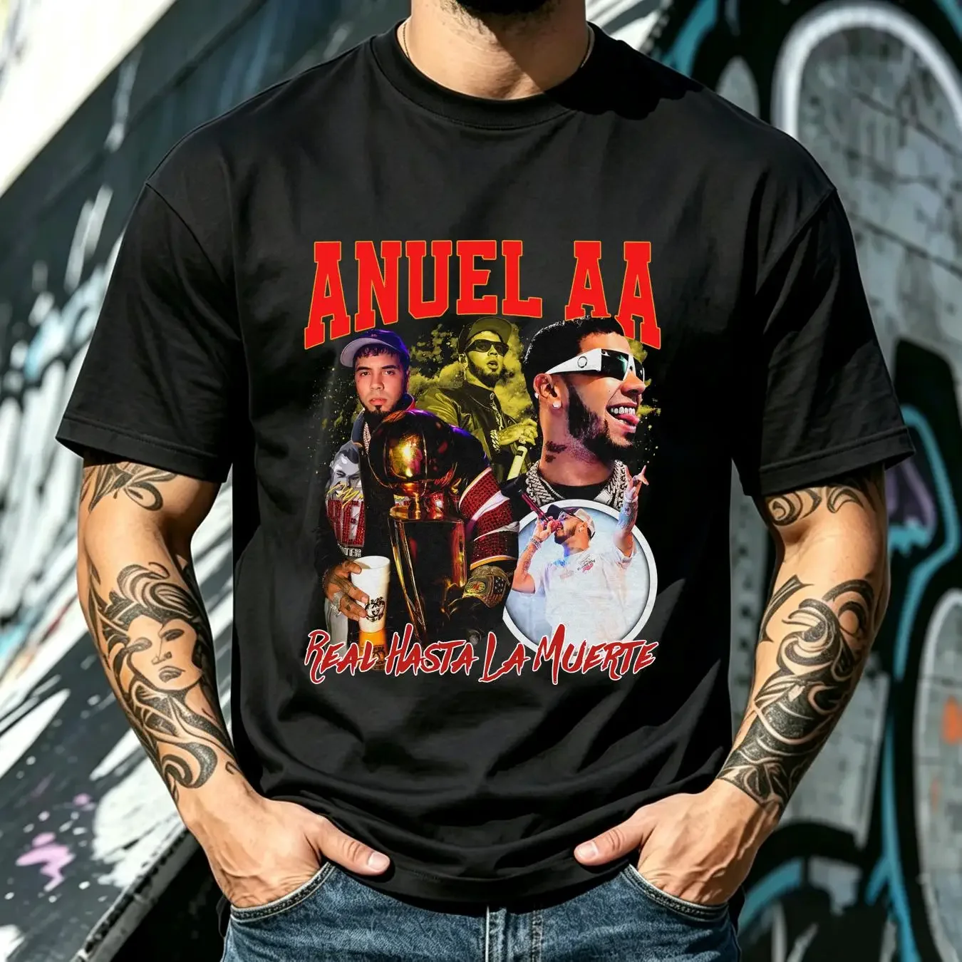 washed T Shirt Anuel AA Retro Vintage For Fan Black Size S 5XL HE735 vintage Washed homme fashion Top For Everyday Wear