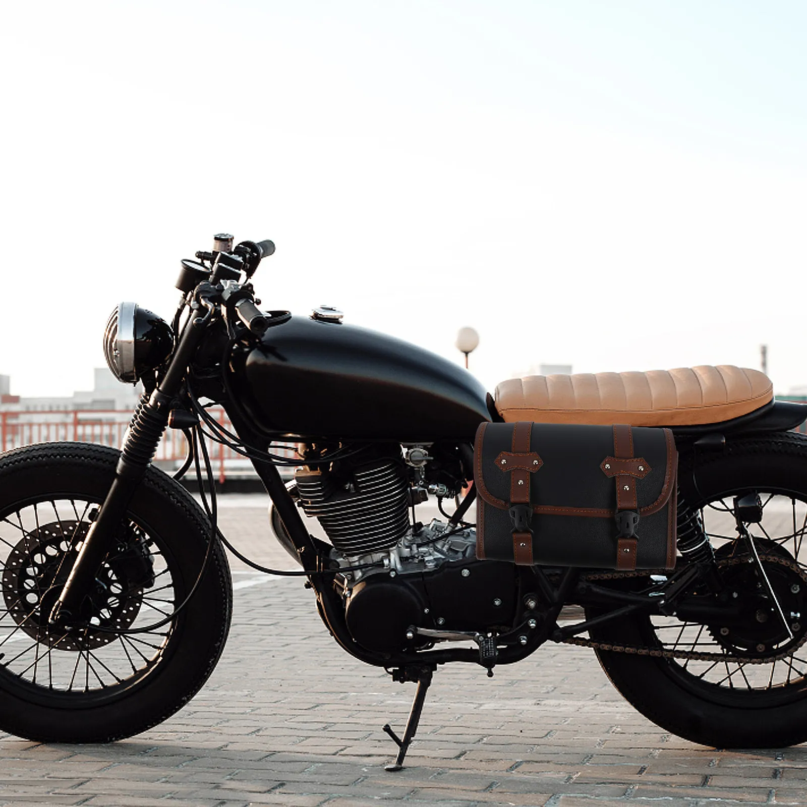 

Motorcycle Saddle Bag Dual Color PU Storage Organizer for Side Front Rear Mounting Compatible with Most Motorcycles