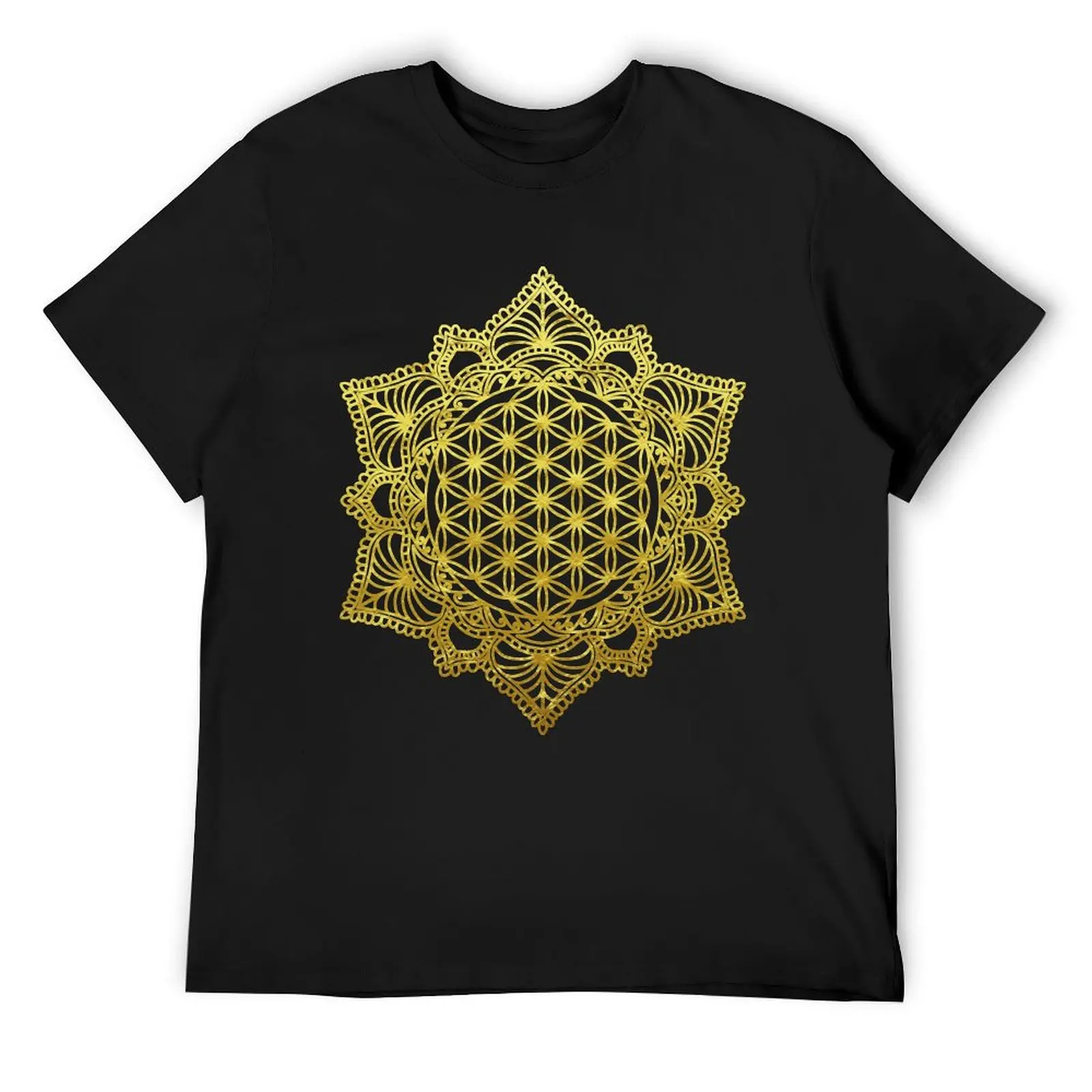 

Flower of Life Sacred Geometry in Gold T-Shirt anime figures new edition sweat shirts, men