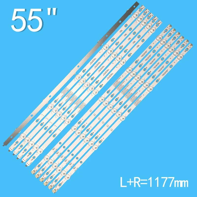 Bande de rétroéclairage LED, 10 lampes pour téléviseur Philips 55 pouces, 55PUS7503 55PUS7303 55PUS6753 55PUS6703 55PUS6162 55PUS6262 LB55073 V1_02 V0_01