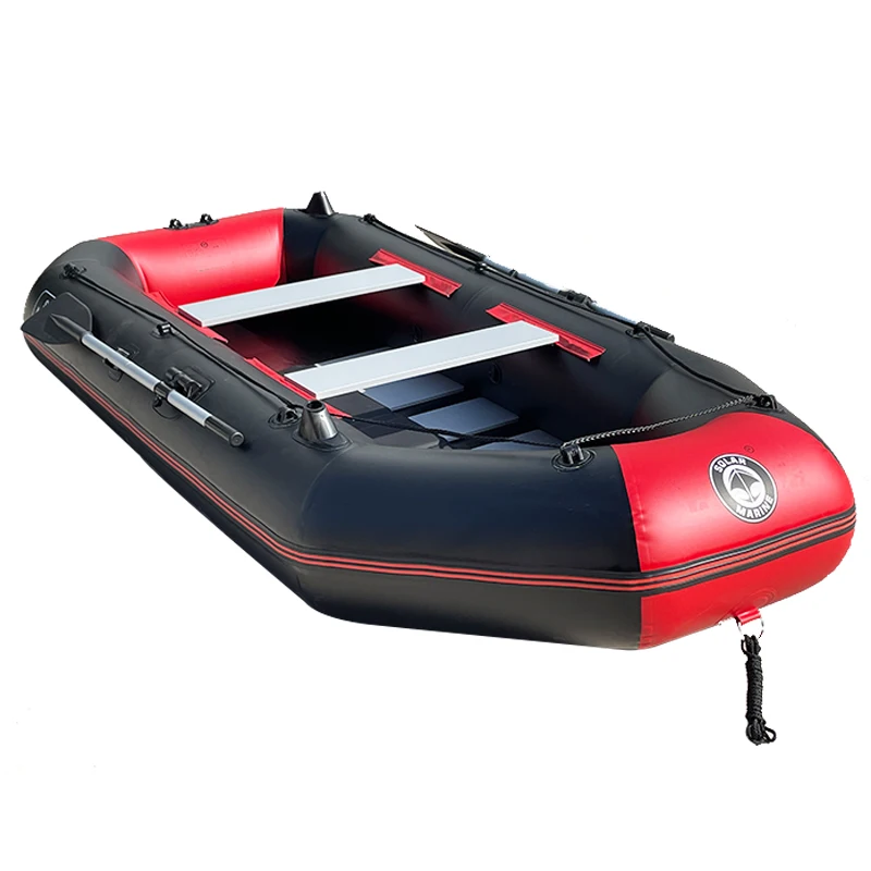 4 Person PVC Inflatable Fishing Boats 10ft Folding Rowing Kayak Dinghy Slat Floor Kayak With Rod Holder and Air Pump