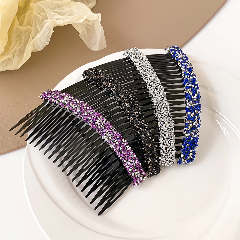 AISHG Hair Combs Plastic Hairpin Elegant Women Fashion Rhinestone Hair Clips Particle French Twist Combs Girls Hair Accessories