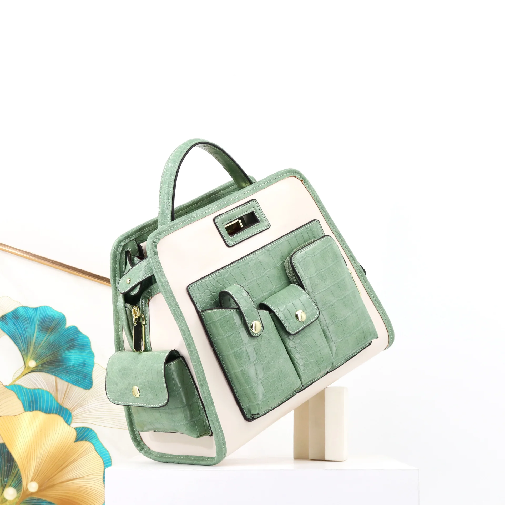 Luxury Designer Brand's New High Quality Crocodile Print Handbag Women's Fashion Contrast Color Shoulder Crossbody Bag Hot Sale
