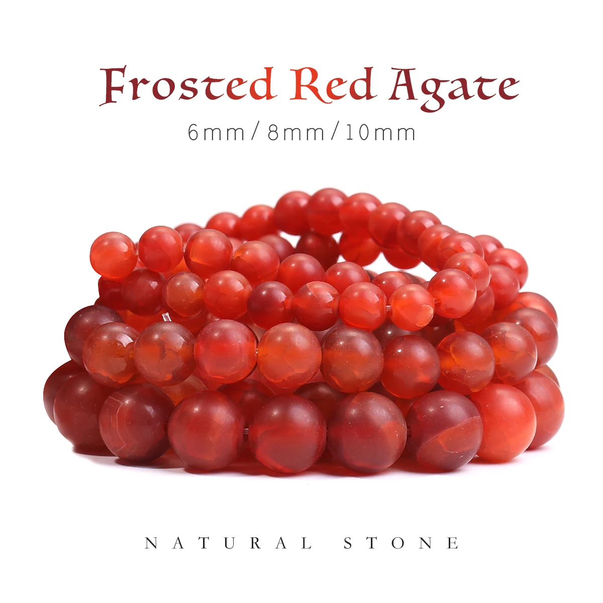 

Natural Stone Frost Grind Arenaceous Red Agat Onyx Round Loose Beads 6 8 10 MM Pick Size