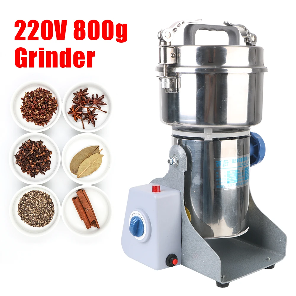 

Dry Food Grinder Gristmill 220V Flour Powder Crusher Grinding Machine For Grains Spices Bean Wheat Cereals Coffee Electric 800g