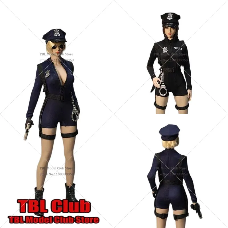

HAILI TOYS 1/6 Sexy Women's Tight Half Zipper Jumpsuits COS Female Police Badge Uniform Handcuffs For 12in Action Figure Model