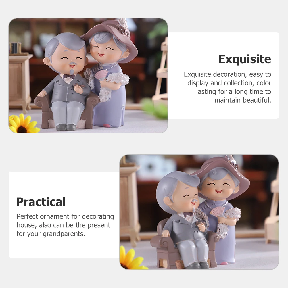 

1Set Grandparents Ornament Premium Resin Long Service Life Indoor Outdoor Decoration Valentines Day Present Lovers Couple Statue
