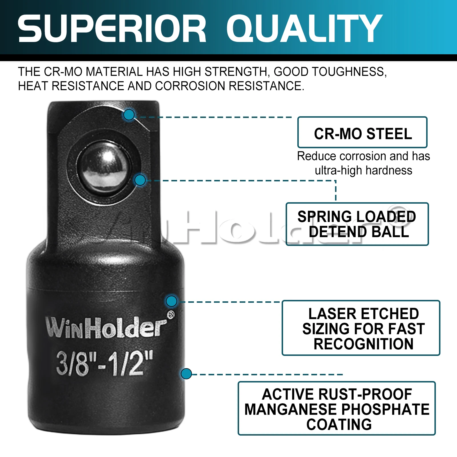 Picture 5: WinHolder Single Impact Socket Adaptor Step Up Adapter 3/8