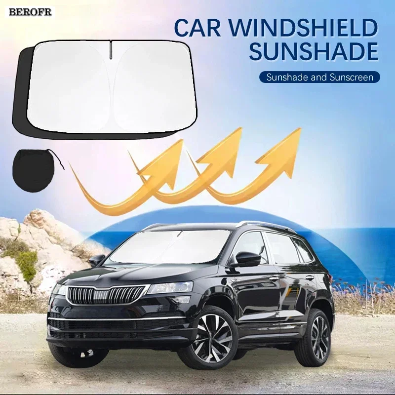 Car Windshield Sun Shade Covers Front Window Sunscreen UV Parasol For Skoda Karoq 2016-2021 Roomster Summer Car Accessories