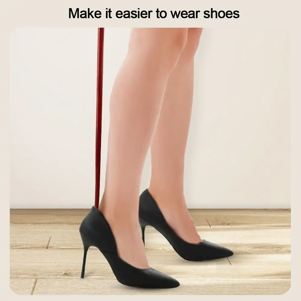 Hanging Shoe Horn Easy Remover Extra Long Handle Shoehorn Lifter Easy on Off Wooden Seniors Put on Shoes Tools