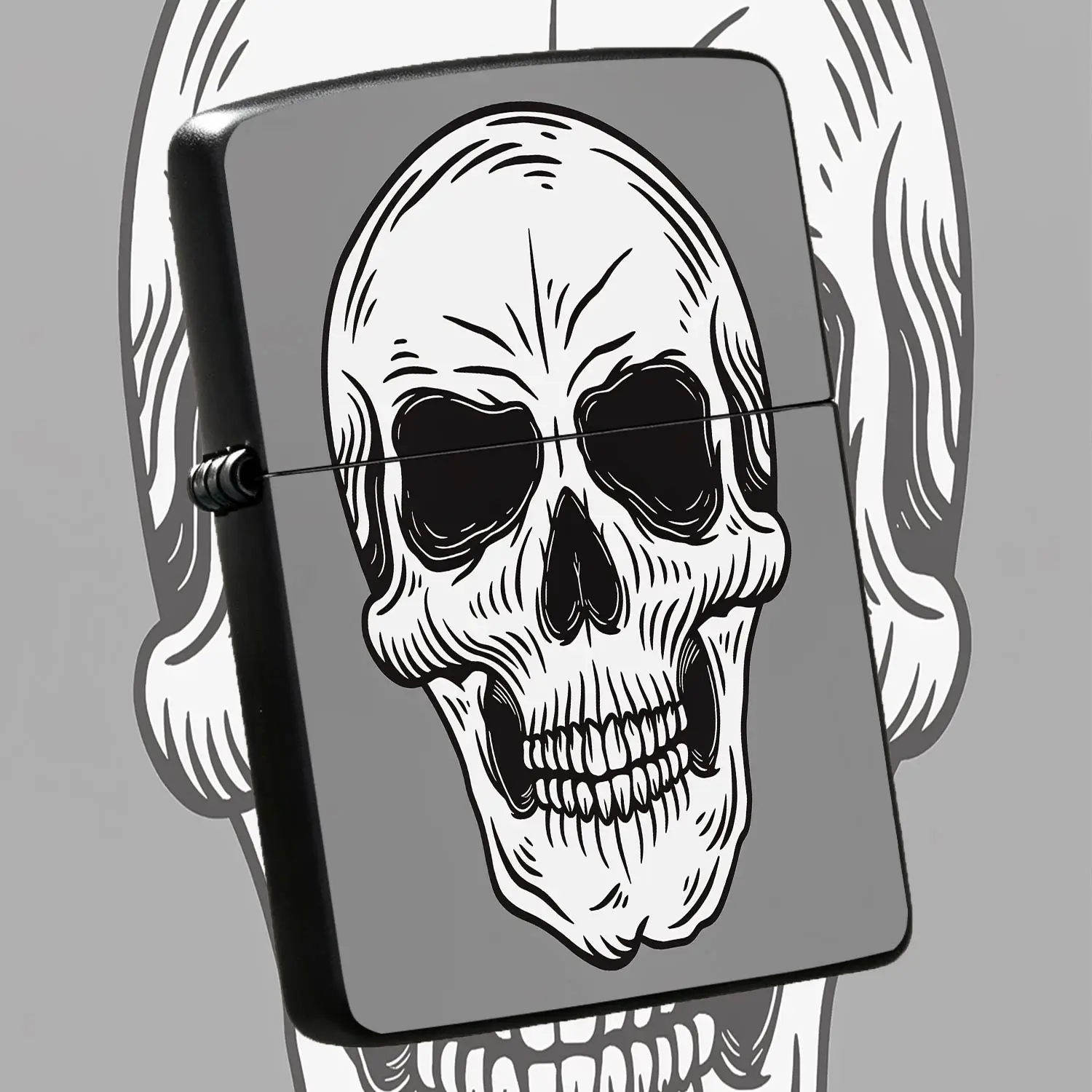 Vintage Line Art Skull Pattern Windproof Lighter, Stylish Dark Aesthetic Portable Ignition Device, Ideal For Outdoor Camping, Daily Commute, Party Gathering, All Scenarios, Unique Exquisite Gift For Friends, Trendy Deco A Humorous And Inter