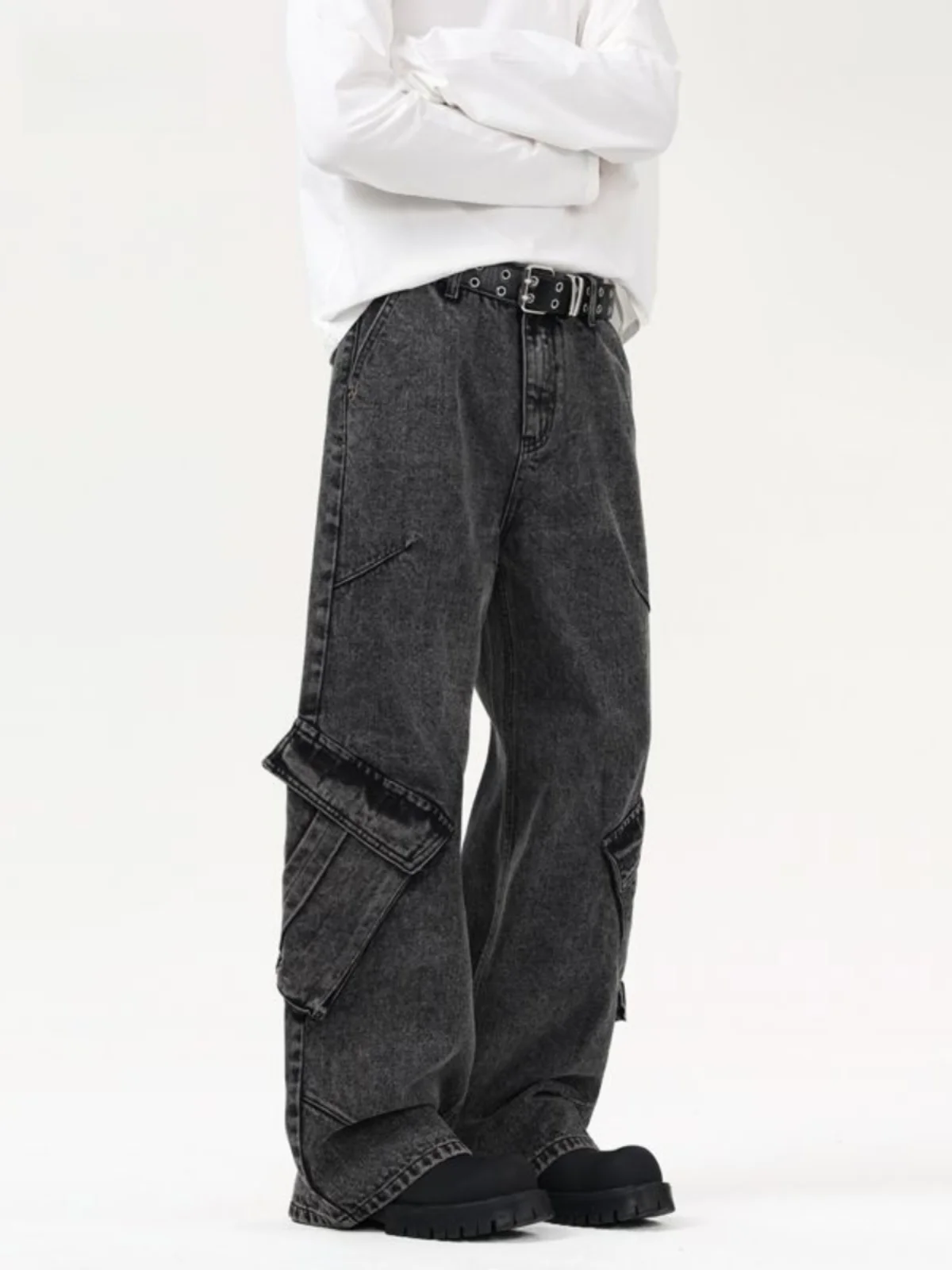 

Американские рабочие брюки в стиле ретро, мужские свободные широкие брюки, повседневные прямые длинные брюки CEG, молодежные Vitali Sle, смесь хлопка