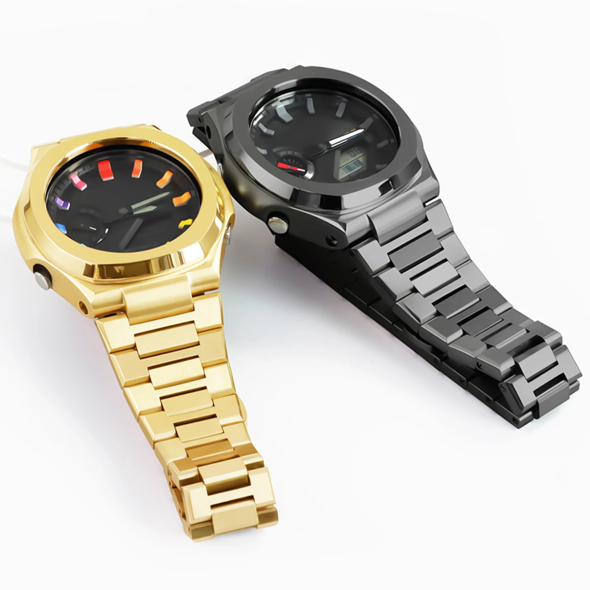 Stainless Steel Modification Kit for GA-2100 Mod Kits Metal Bezel Stainless Steel Band+Case for Casioak GA2110 GAB2100