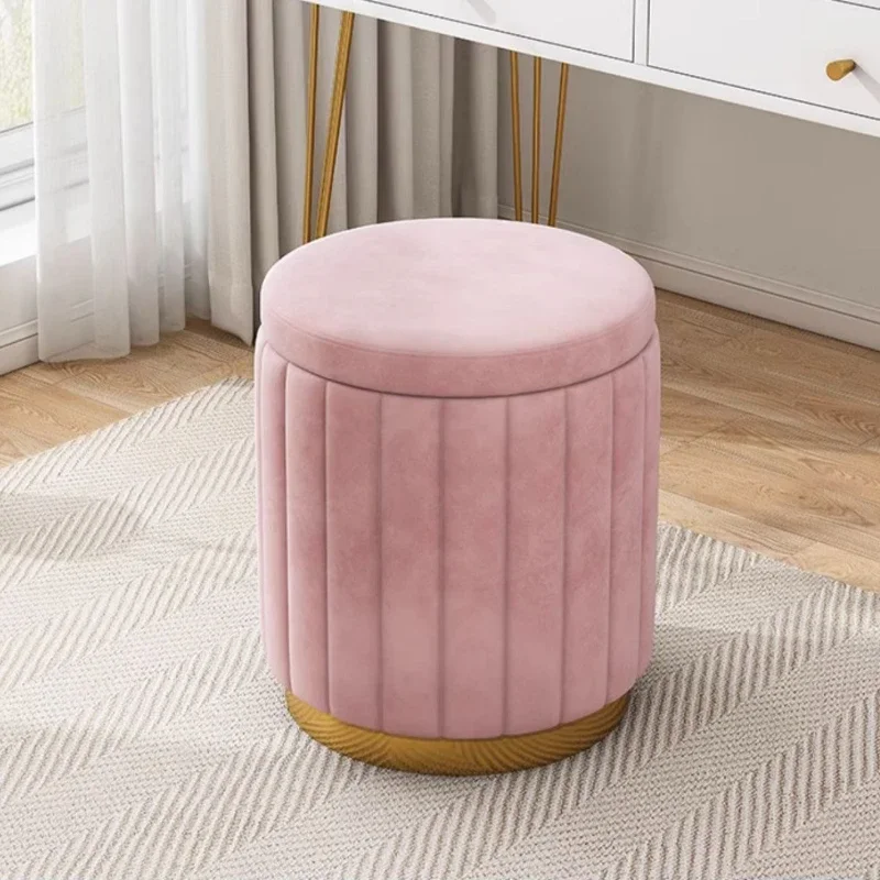 Round Makeup Stool with Light Luxury Design Upholstered Dressing Chair for Bedrooms Vanity or Living Room Bench