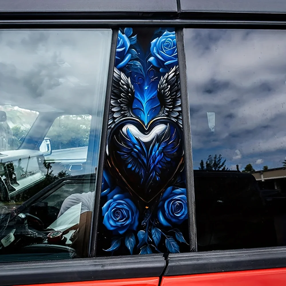 

Двухкомпонентная наклейка на автомобиль с изображением синих роз, легко наклеивается и снимается, предназначена для защиты B-стойки.