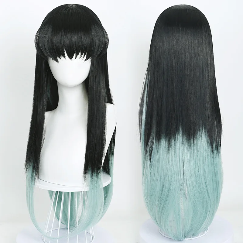 Japanse Anime Tokitou Muichirou Cosplay Pruik Zwart Lang Steil Haar met Pony Mannen Vrouwen Halloween Carnaval Party Rollenspel Pruik