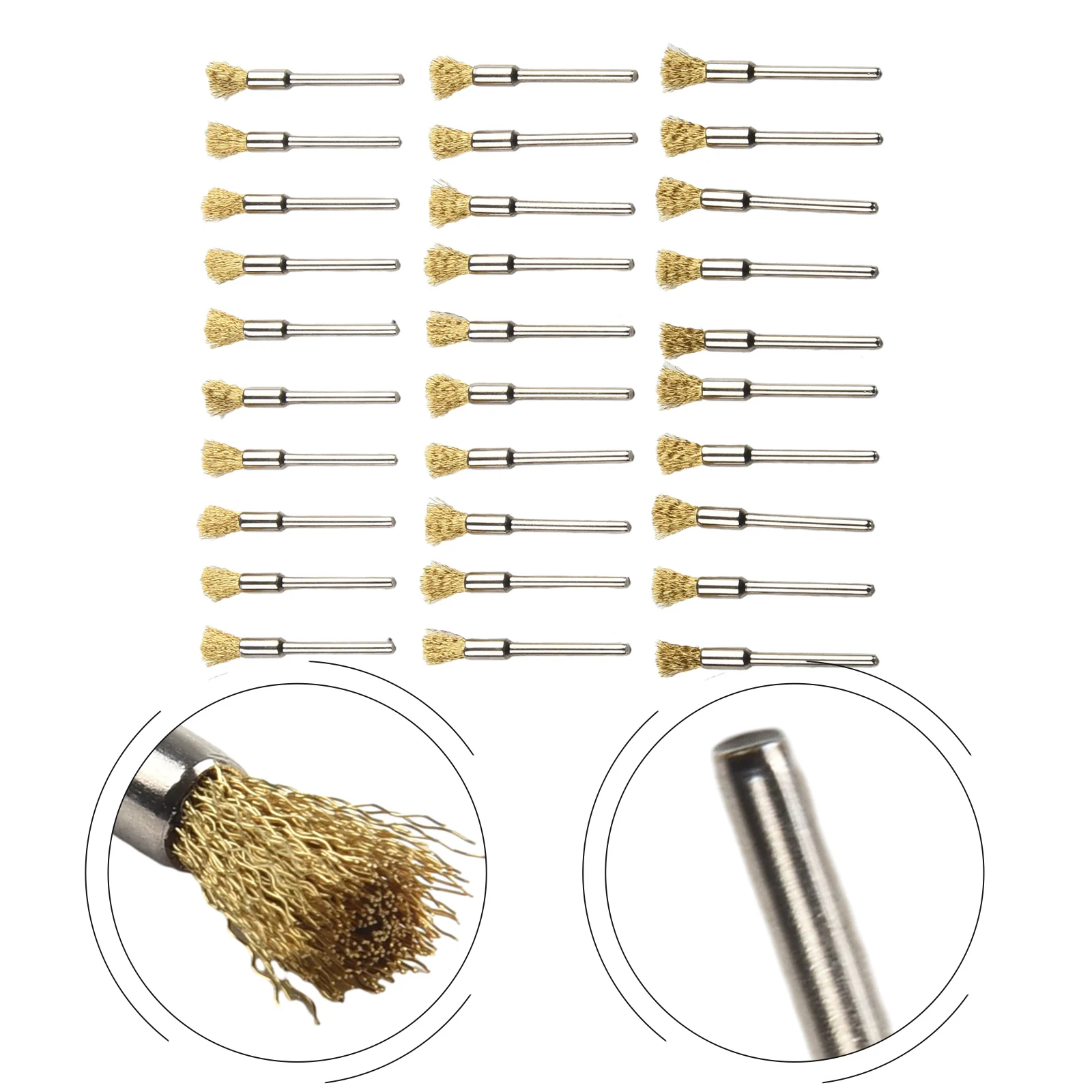 30Pcs 5mm Brass Rotary Wire Wheel Pencil Polising Brushes Steel Wire Wheel Brushes For Power Drill Tool Durable