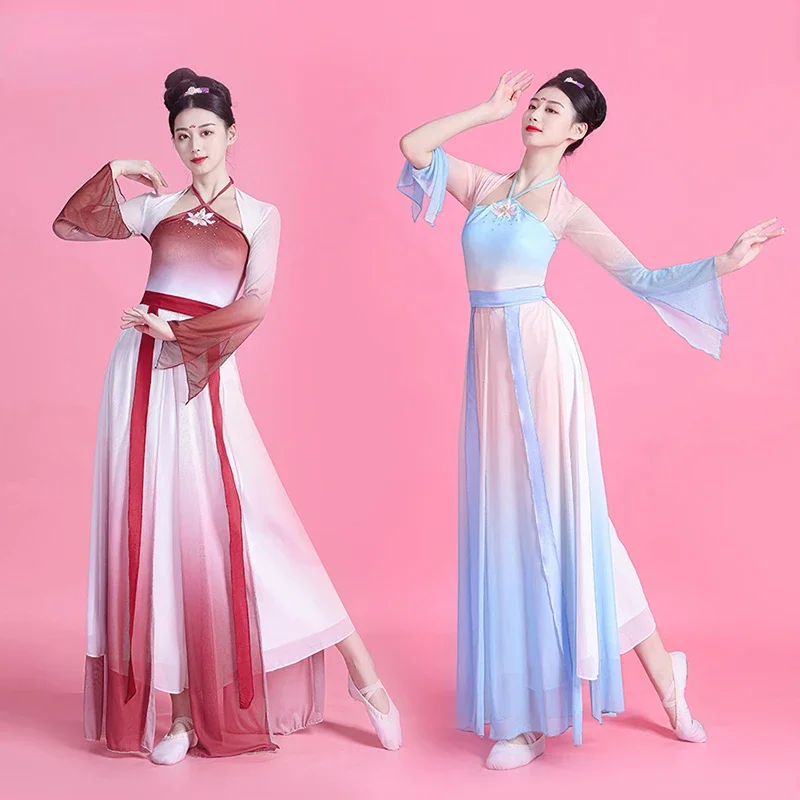 

Chinese Folk Dance Hanfu Clothing Traditional Yangko Dance Costume Fairy Folk Dress Stage Wear Classical Square Fan Dance Set