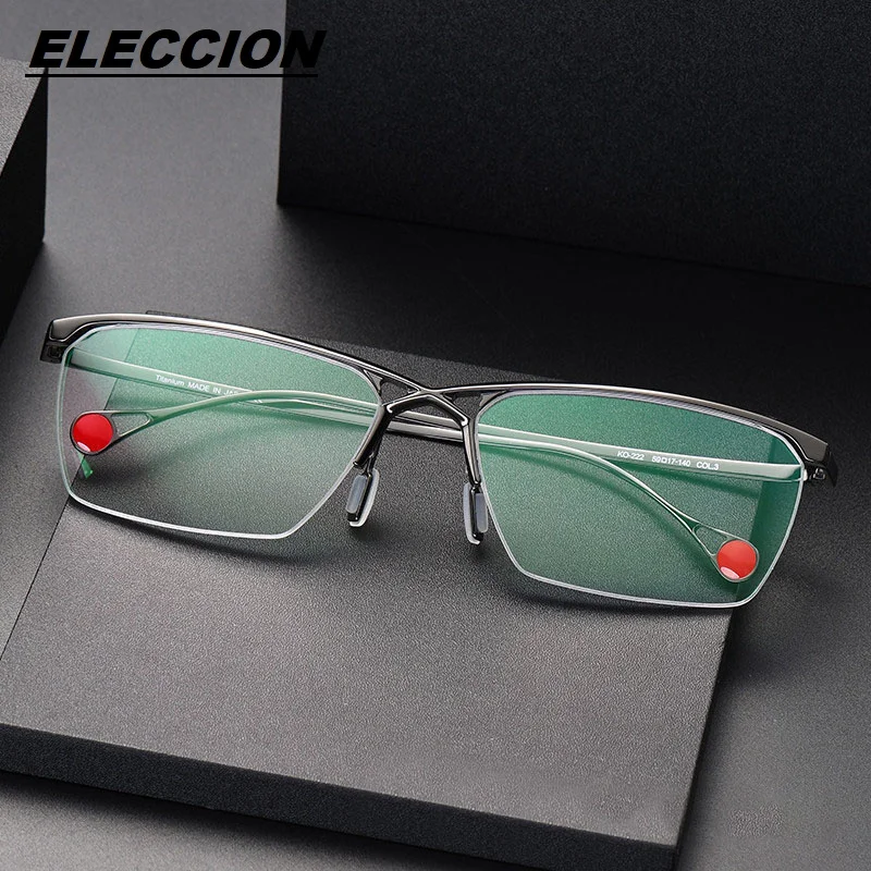 

ELECCION Japanese Brand Semi Rim Glasses Frame Men 2024 New 100% Pure Titanium Optical Prescription Eyeglass Frames KO-222