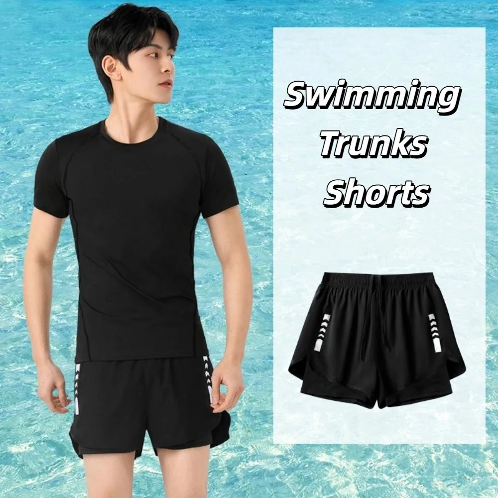 Dubbellaagse zwembroek Shorts Korte broek Anti-glare Heren Sporttrainingsshort Sneldrogende surfbroek