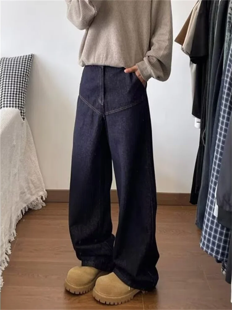 

Washed American Wide Leg Jeans Men Loose Casual High Street Floor-Length Trousers Trendy Brand Youth Popular Straight Tube