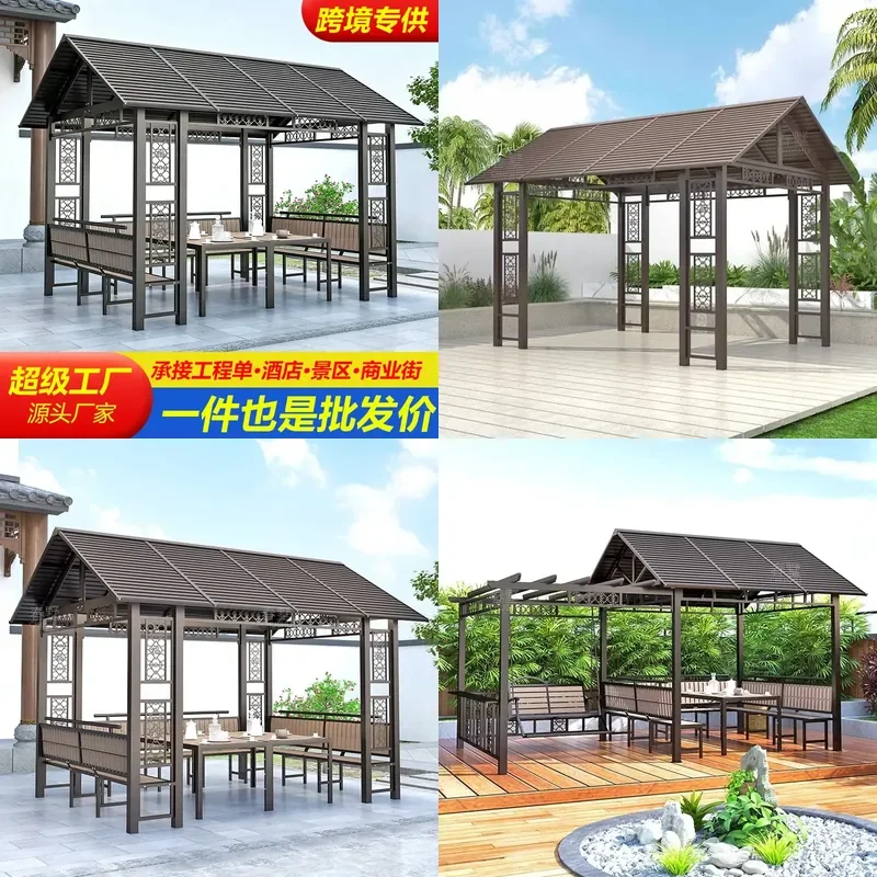 For Outdoor Gazebo Modern Chinese Style Galvanized Steel Top Pavilion Awning for Garden Villa Courtyard Terrace Durable