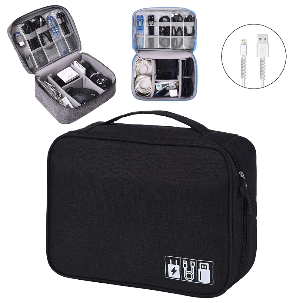 Travel Cable Organizer Case for EJEAS V6Pro Vnetphone V4C Referee Intercom Headset Storage Bag Zipper Accessories Data Cable USB