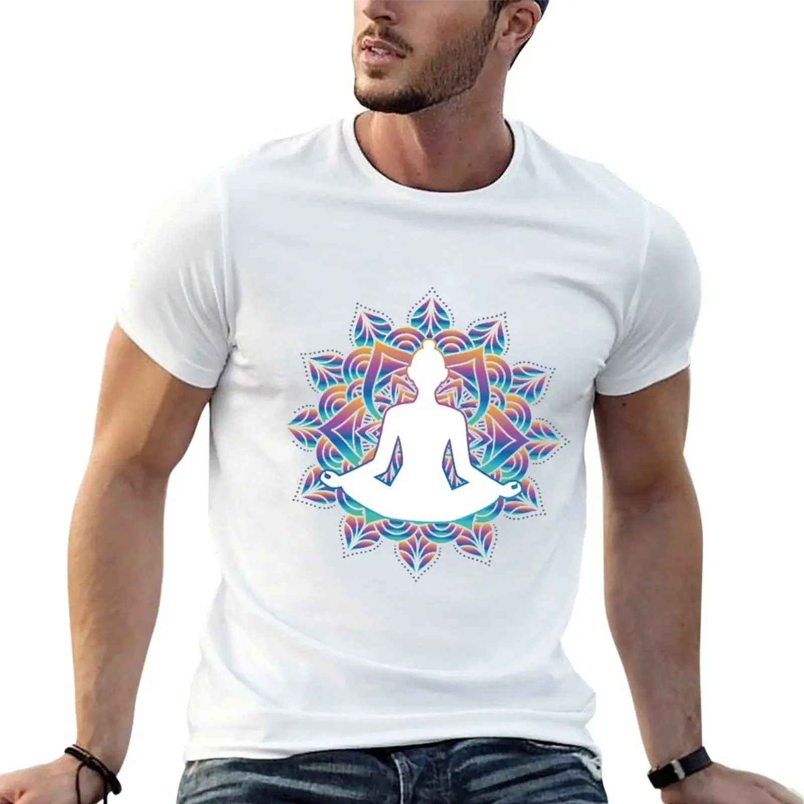 

Mindfulness Meditation Mandala Yoga T-Shirt Blouse boys whites vintage anime figures shirts men