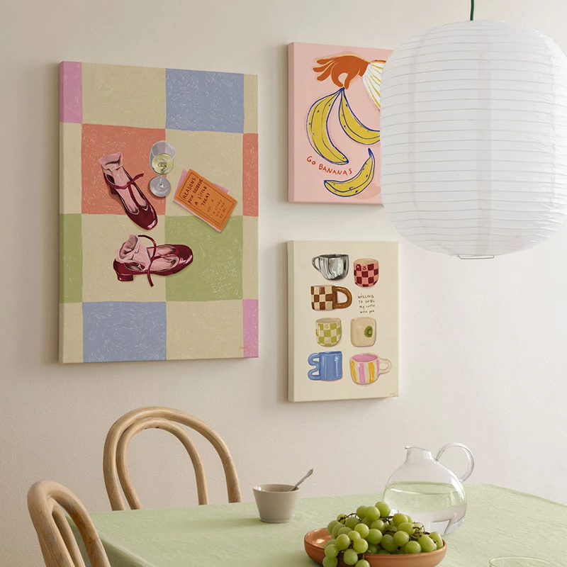 

Fresh Stylish Canvas Painting Banana Abstract Poster Print Wall Art Picture Hotel Bar for Living Room Modern Interior Decoration