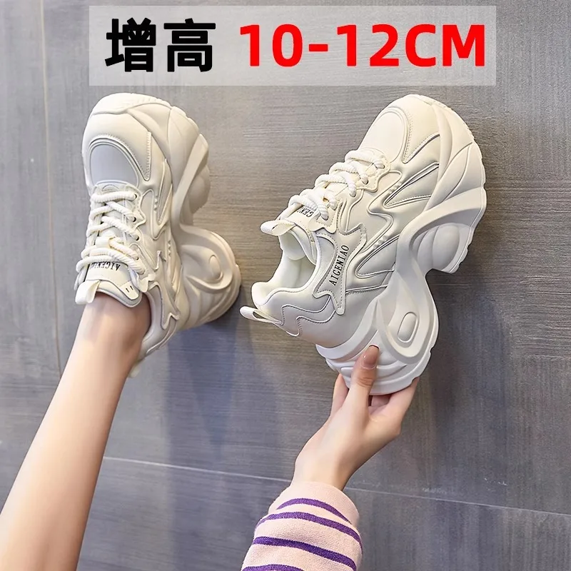 

Dad's shoes increase height 2025 new spring 10cm sponge shoes 12cm thick sole inner height women's shoes